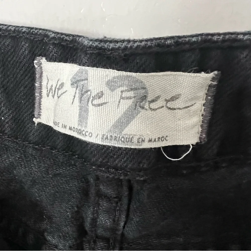 We The Free People Black Denim Mini Skirt Ripped Distressed 12 Festival Boho